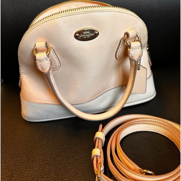 Coach Peach & White Mini Domed Crossbody /Satchel Bag. Gold Hardware. Excellent - Picture 1 of 7